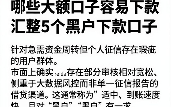 哪些大额口子容易下款,汇整5个黑户下款口子