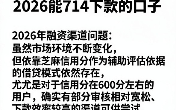 2026能714下款的口子，整合五个芝麻信用600贷款平台
