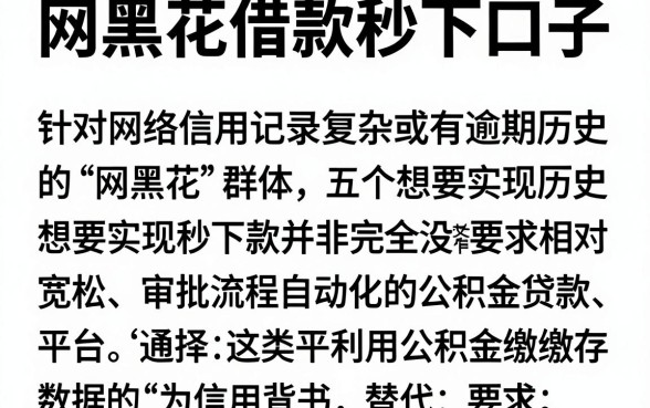网黑花借款秒下口子，详尽说明五个公积金快速贷款平台