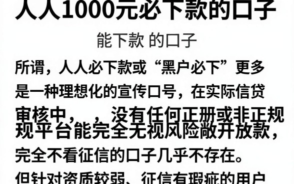 人人1000元必下款的口子，详尽说明5个黑户能下款的口子