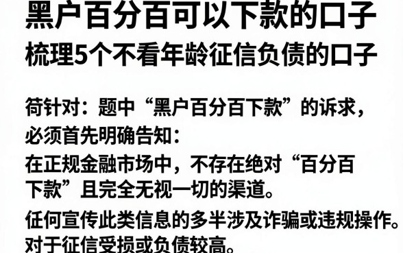 黑户百分百可以下款的口子,梳理5个不看年龄征信负债的口子