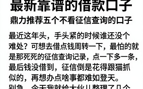 最新靠谱的借款口子,鼎力推荐五个不看征信查询的口子