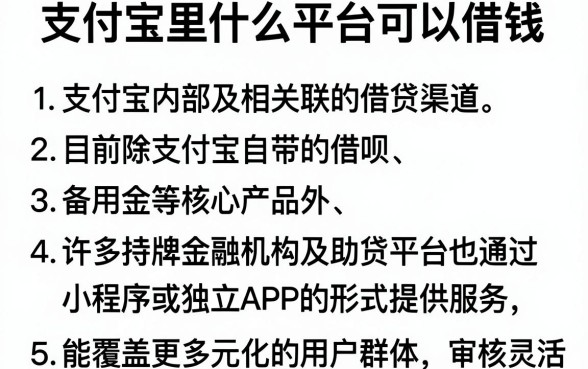 支付宝里什么平台可以借钱,条列5个手机上可以借钱的app