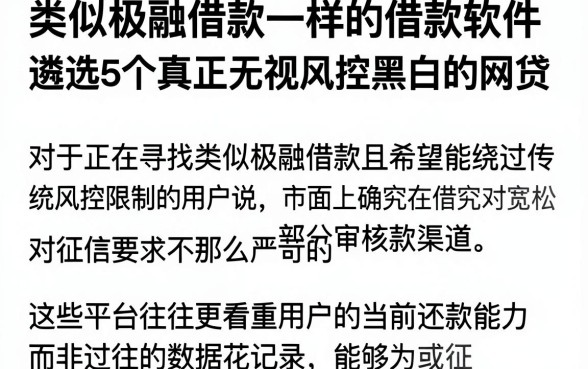 类似极融借款一样的借款软件,遴选5个真正无视风控黑白的网贷