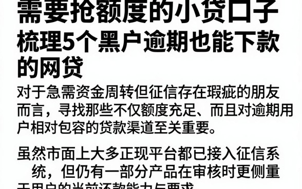 需要抢额度的小贷口子,梳理5个黑户逾期也能下款的网贷