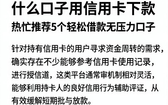 什么口子用信用卡下款,热忱推荐5个轻松借款无压力口子