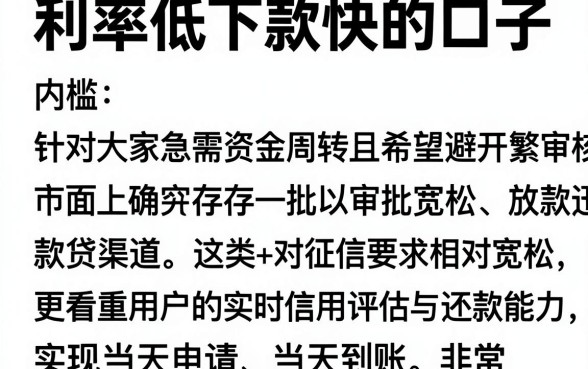 利率低下款快的口子,详尽说明五个门槛低易下款app