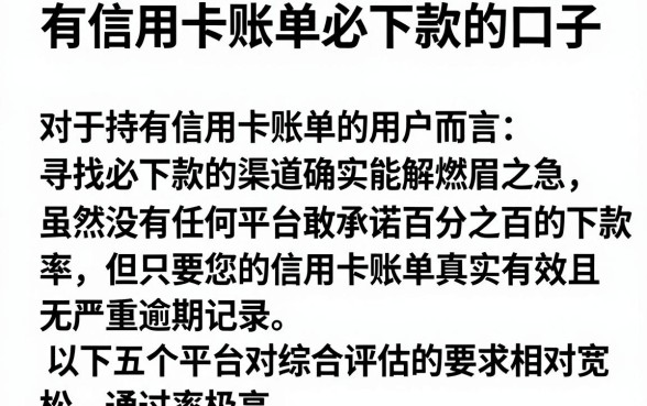 有信用卡账单必下款的口子,整理五个借钱平台不看综合评估的平台