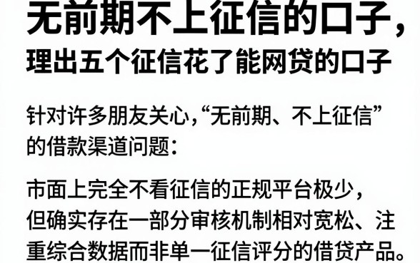 无前期不上征信的口子，理出五个征信花了能网贷的口子