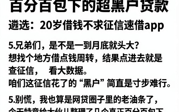 百分百包下的超黑户贷款,遴选5个20岁借钱不求征信速借app