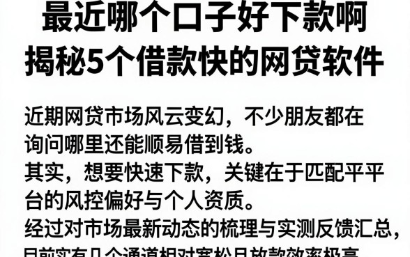 最近哪个口子好下款啊,揭秘5个借款快的网贷软件