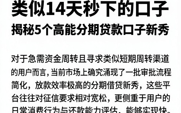 类似14天秒下的口子,揭秘5个高能分期贷款口子新秀