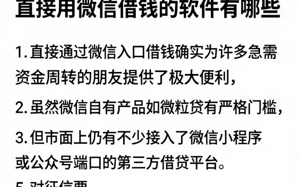 直接用微信借钱的软件有哪些，详细阐述5个无视黑白的网贷app
