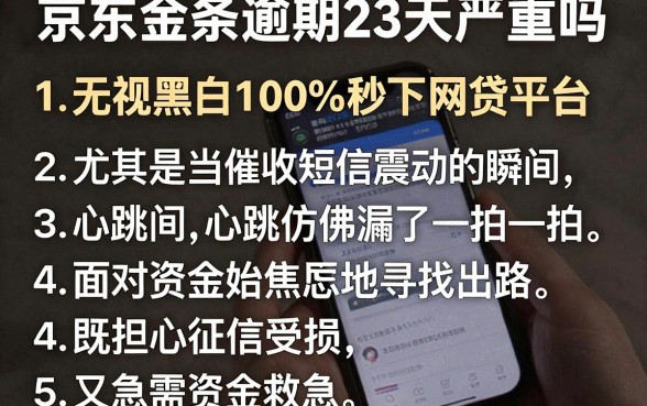 京东金条逾期23天严重吗，汇整五个无视黑白100%秒下网贷平台