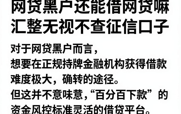 网贷黑户还能借网贷嘛,汇整五个网贷无视不查征信口子