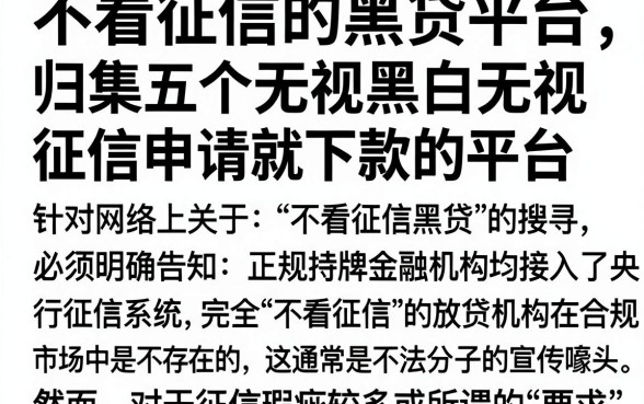 不看征信的黑贷平台,归集五个无视黑白无视征信申请就下款的平台
