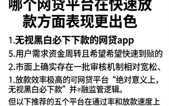 哪个网贷平台在快速放款方面表现更出色,详尽说明5个无视黑白必下款的网贷app