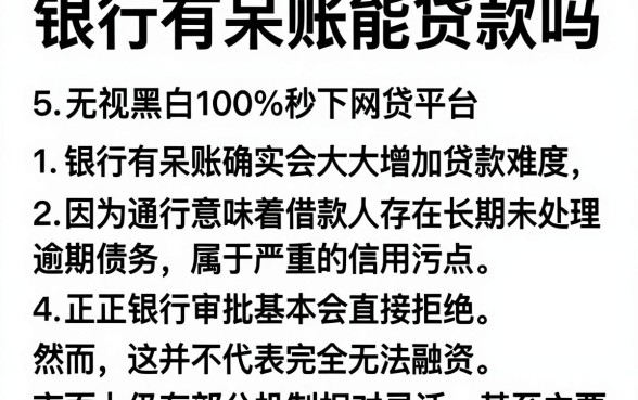 银行有呆账能贷款吗，理出5个无视黑白100%秒下网贷平台