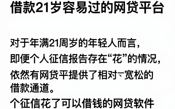 借款21岁容易过的网贷平台，归纳五个征信花了可以借钱的网贷软件