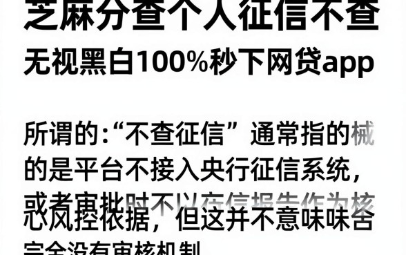 芝麻分查个人征信不查，详尽说明五个无视黑白100%秒下网贷app