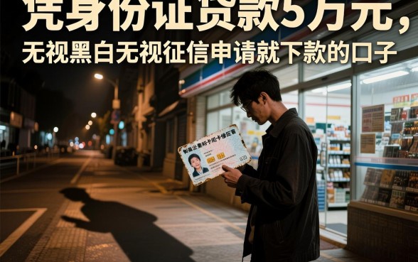 凭身份证贷款5万元，规整五个无视黑白无视征信申请就下款的口子