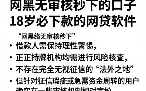 网黑无审核秒下的口子,整合五个18岁必下款的网贷软件