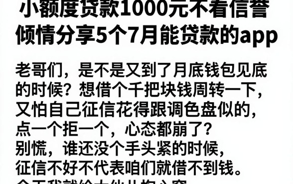 小额度贷款1000元不看信誉,倾情分享5个7月能贷款的app