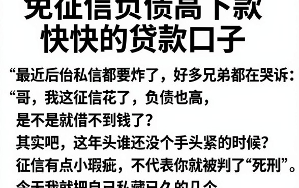 免征信负债高下款快的贷款口子,整合五个满19岁可以借款的平台