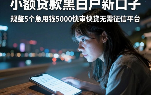 小额贷款黑白户新口子，规整5个急用钱5000快审快贷无需征信平台
