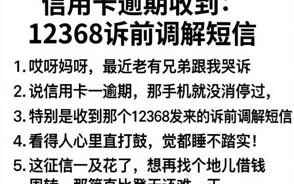 信用卡逾期收到12368诉前调解短信，条列五个黑白贷款必过的软件