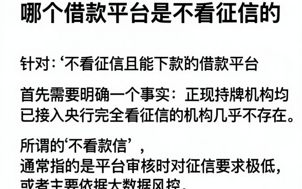 哪个借款平台是不看征信的，陈列5个征信不好负债高的平台