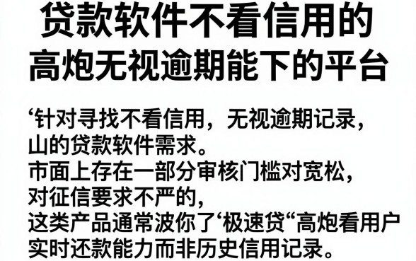 贷款软件不看信用的，胪列5个高炮无视逾期能下的平台