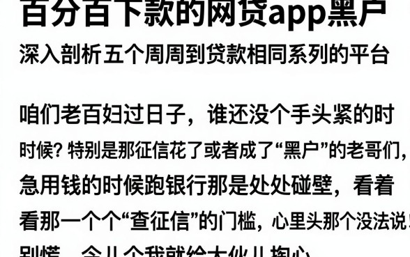 百分百下款的网贷app黑户,深入剖析五个周周到贷款相同系列的平台