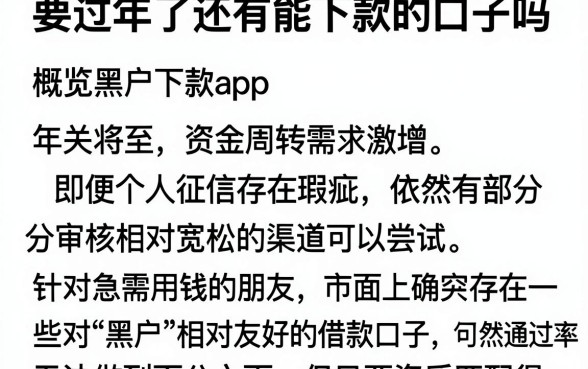 要过年了还有能下款的口子吗,概览五个黑户下款app