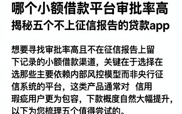 哪个小额借款平台审批率高,揭秘五个不上征信报告的贷款app