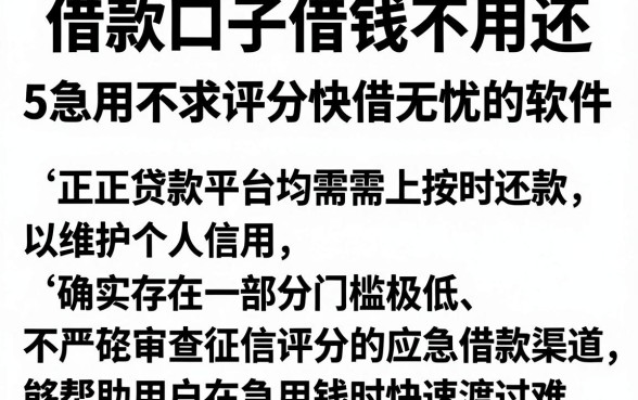 借款口子借钱不用还，整合5个急用不求评分快借无忧的软件