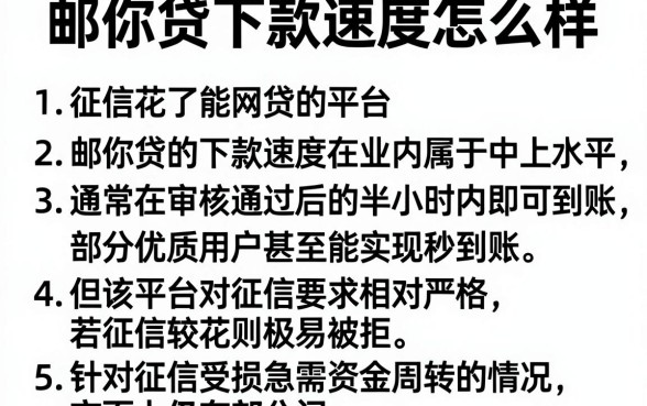 邮你贷下款速度怎么样，条列五个征信花了能网贷的平台