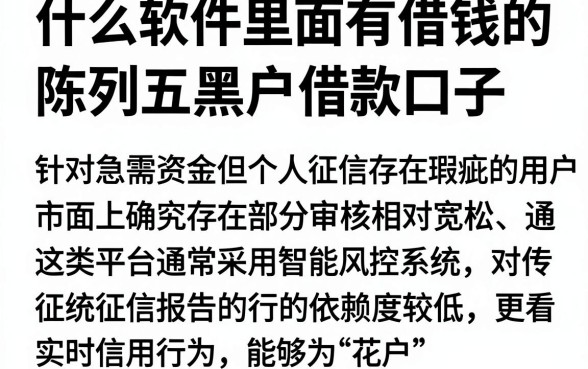 什么软件里面有借钱的,陈列五个黑户借款口子