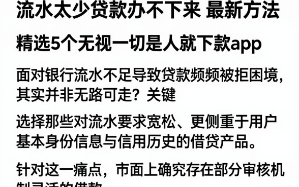 流水太少贷款办不下来最新方法，精选5个无视一切是人就下款app