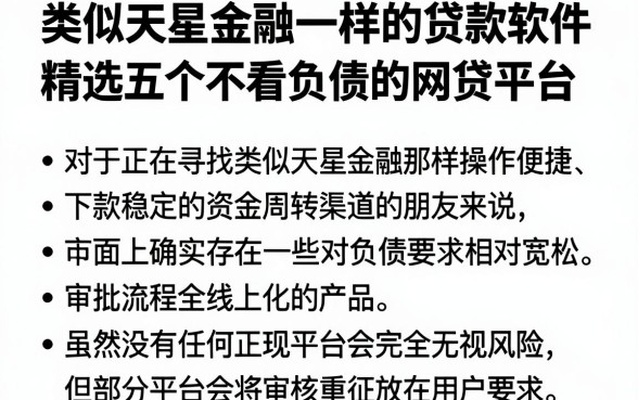 类似天星金融一样的贷款软件,精选五个不看负债的网贷平台