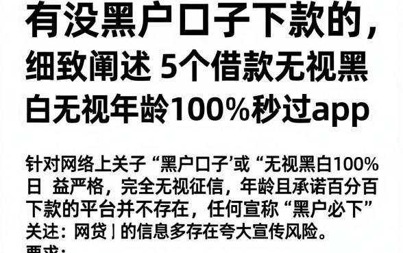 有没黑户口子下款的,细致阐述5个借款无视黑白无视年龄100%秒过app