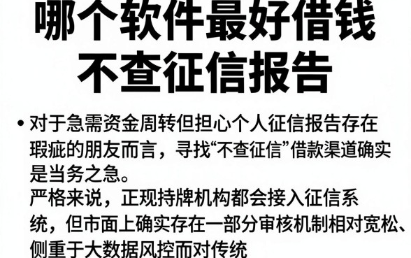 哪个软件最好借钱不查征信报告,遴选五个贷款好做不看征信的软件