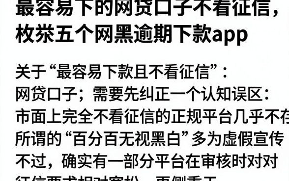 最容易下的网贷口子不看征信，枚举五个网黑逾期下款app