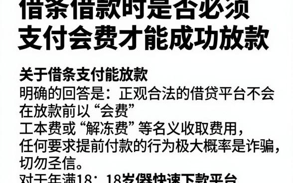 借条借款时是否必须支付会费才能成功放款，详细阐述五个18岁借款神器快速下款平台