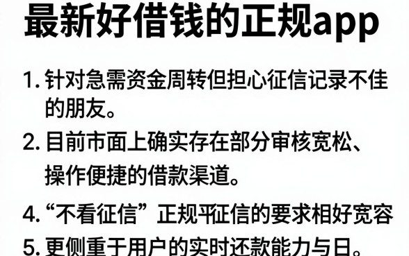 最新好借钱的正规app,细致阐述5个正规不看征信的小额贷款口子