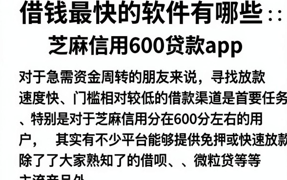 借钱最快的软件有哪些,概览五个芝麻信用600贷款app