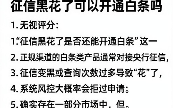 征信黑花了可以开通白条吗,罗列五个无视评分的贷款平台