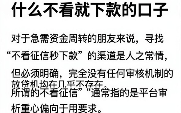 什么不看就下款的口子，概览五个快速下款无视征信的app