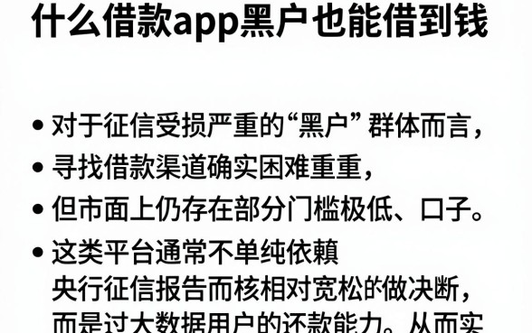 什么借款app黑户也能借到钱,枚举5个不看征信查询的平台