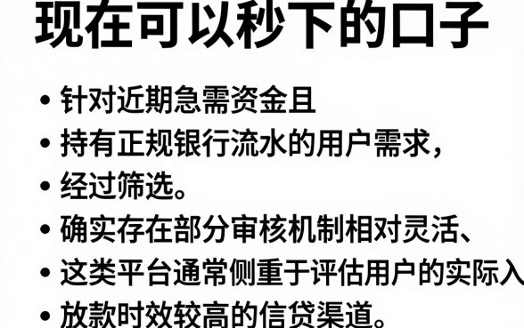 现在可以秒下的口子，理出5个看银行流水的网贷软件